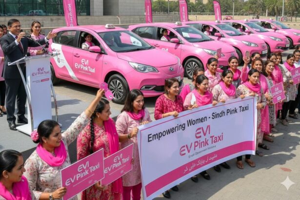 ev pink taxi - Sindh Launches EV Pink Taxi for Women