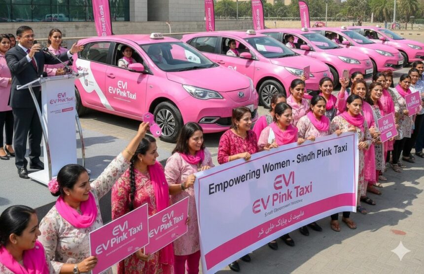 ev pink taxi - Sindh Launches EV Pink Taxi for Women