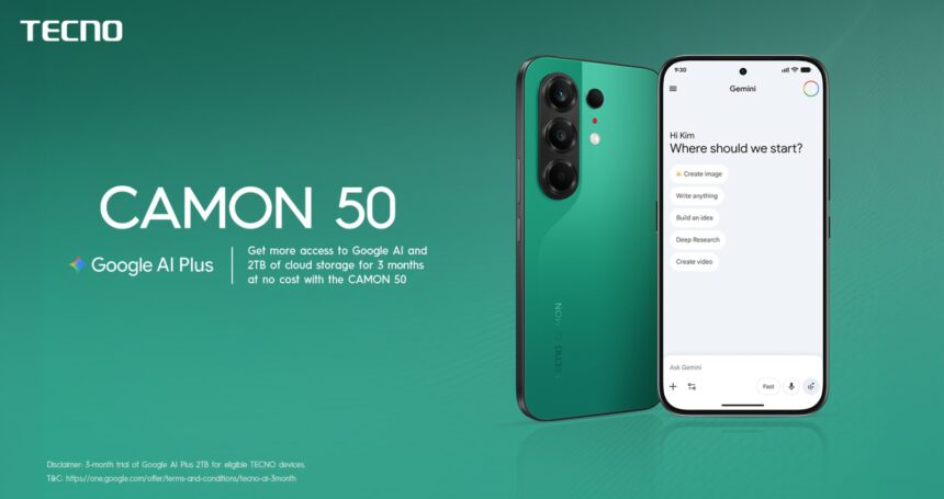 TECNO smartphone promotion with Google AI Plus in Pakistan
