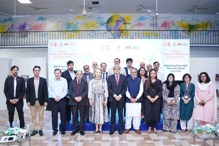 Participants at the launch of the digital life skills education pilot at Islamabad College for Boys G-6/3