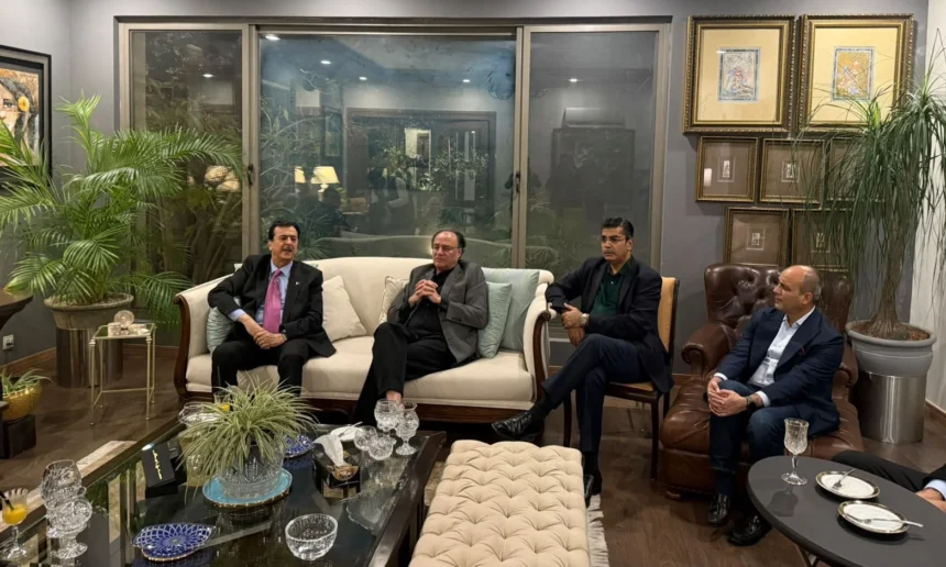 Senate Chairman Syed Yousaf Raza Gilani speaking at a dinner in Islamabad