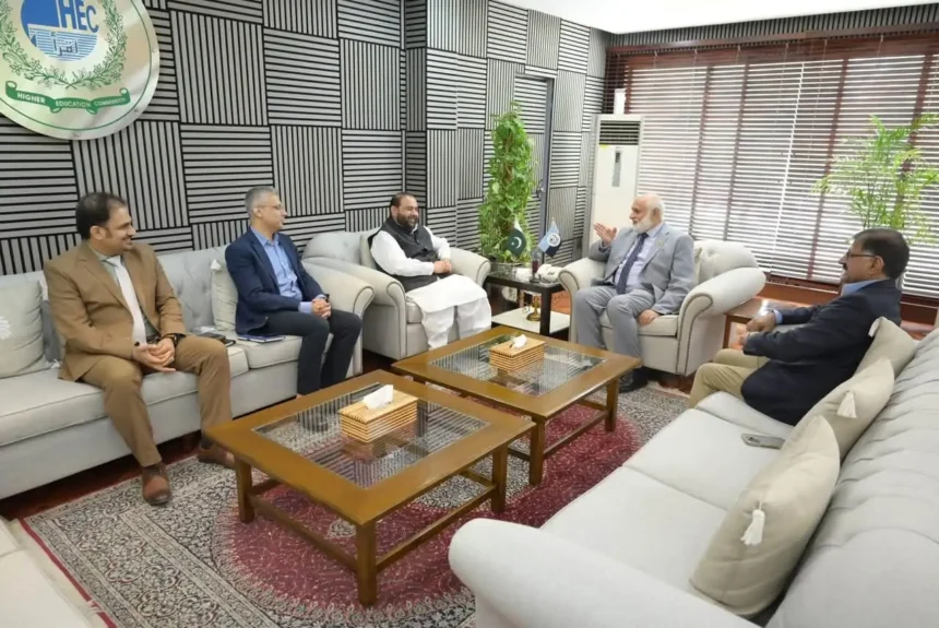 Federal Minister for National Heritage and Culture meeting HEC Chairman Niaz Ahmed Akhtar in Islamabad