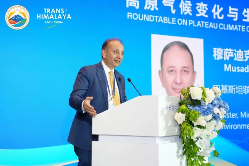 Federal Minister Dr Musadik Malik addressing the 5th China Xizang Trans-Himalaya Forum for International Cooperation