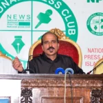 Zubair Ahmed Jaral addressing a press conference in Islamabad