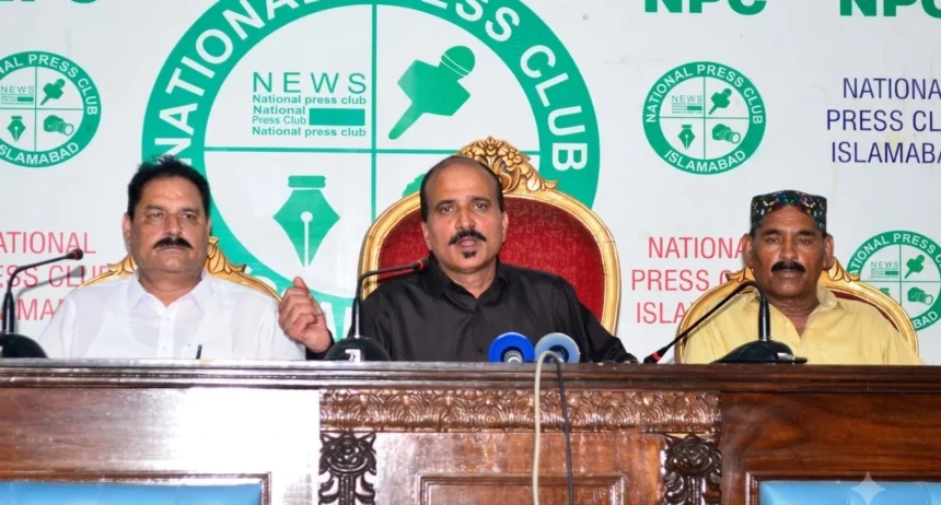 Zubair Ahmed Jaral addressing a press conference in Islamabad