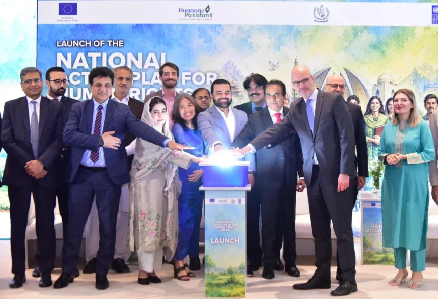 Officials and participants attend the launch of the National Action Plan on Human Rights 2026 in Islamabad