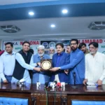 National Press Club Islamabad president Abdul Razzaq Sial addressing a ceremony