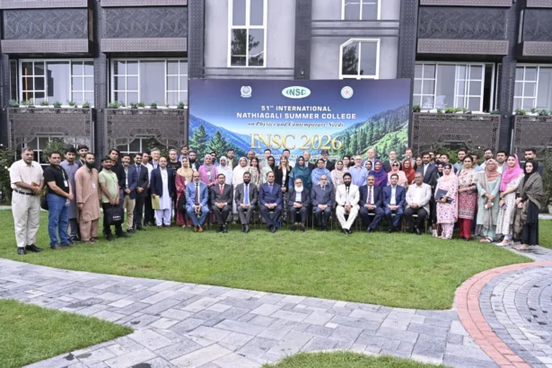 PAEC Chairman Dr Raja Ali Raza Anwar addressing the closing ceremony of the 51st International Nathiagali Summer College