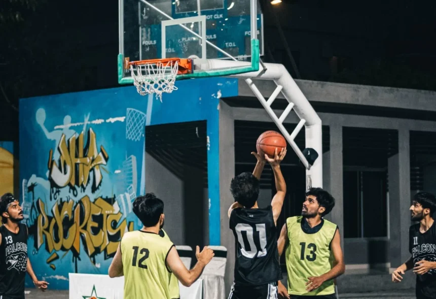 Basketball players attending trials for Rawalpindi Division team
