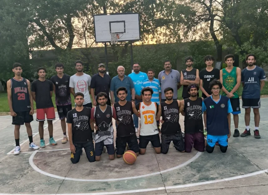 Basketball players during Rawalpindi Division Basketball Association trials at Lalkurti