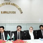 Lawyers attending a bar association meeting in Rawalpindi