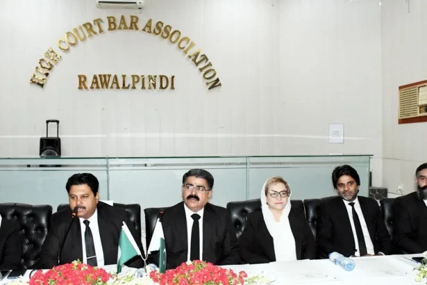 Lawyers attending a bar association meeting in Rawalpindi