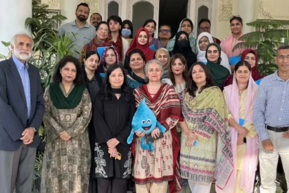 Participants at a dialogue on women and water at Fatima Jinnah Women University Rawalpindi