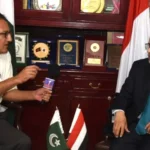 Yemeni Ambassador Mohammed Mutahar Al-Shabi speaking during an interview at the Yemeni Embassy in Islamabad