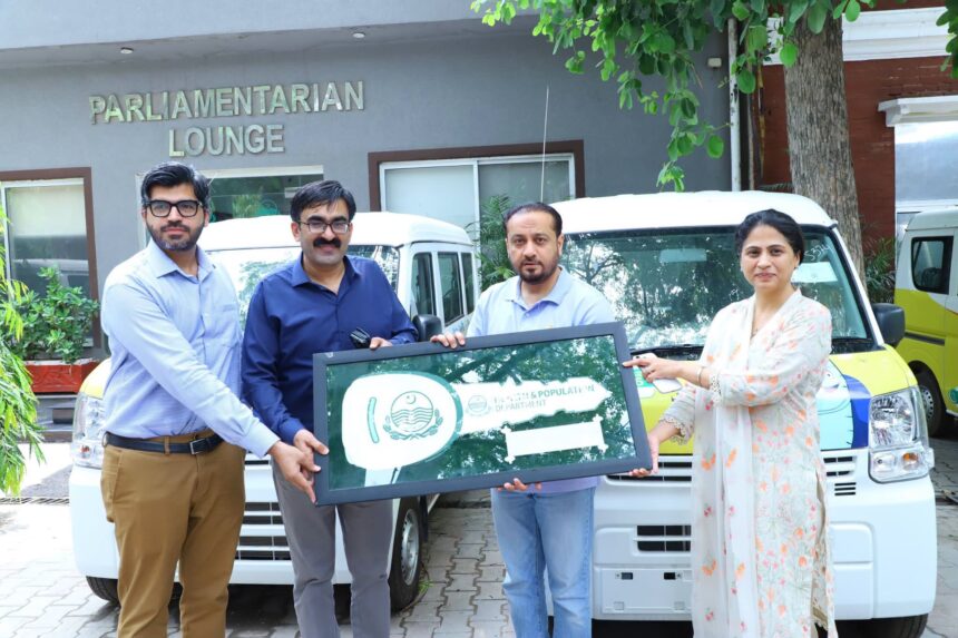 Punjab Health Minister with monitoring vehicles for health service monitoring