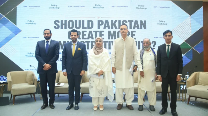 Barrister Danyal Chaudhry addressing a policy workshop in Islamabad