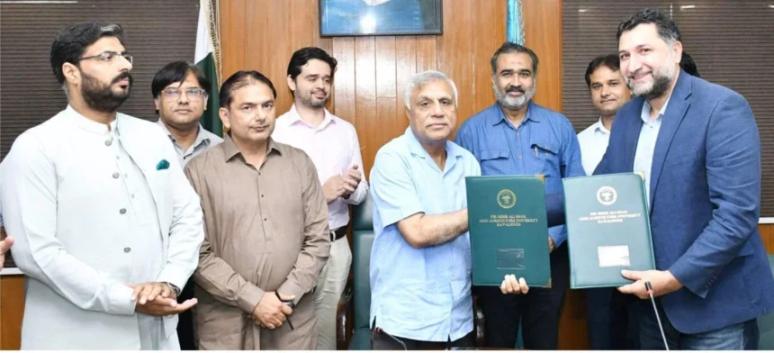 PMAS-AAUR officials and Seyrab Water Systems representatives at MoU signing meeting