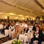 Devotees attending the concluding ceremony of Bari Imam Urs in Noor Pur Shahaan Islamabad
