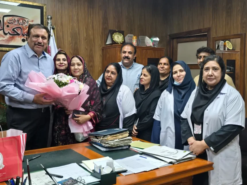 Professor Dr Muhammad Naeem Taj with Capital Hospital nursing representatives during a felicitation ceremony