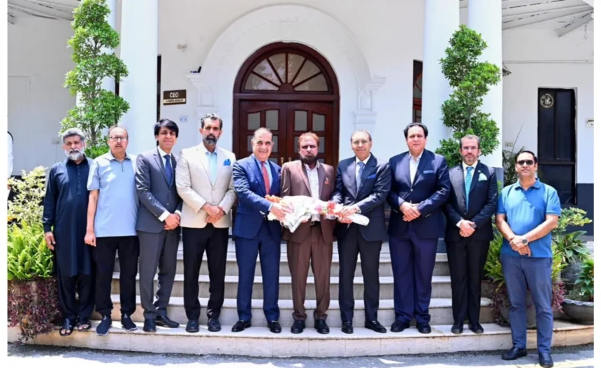 Zahid Bakhtawari meeting RCCI President Usman Shaukat and business community members in Rawalpindi