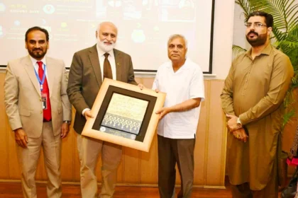 HEC Chairman Prof Dr Niaz Ahmad Akhtar addressing an international workshop at PMAS-AAUR Rawalpindi