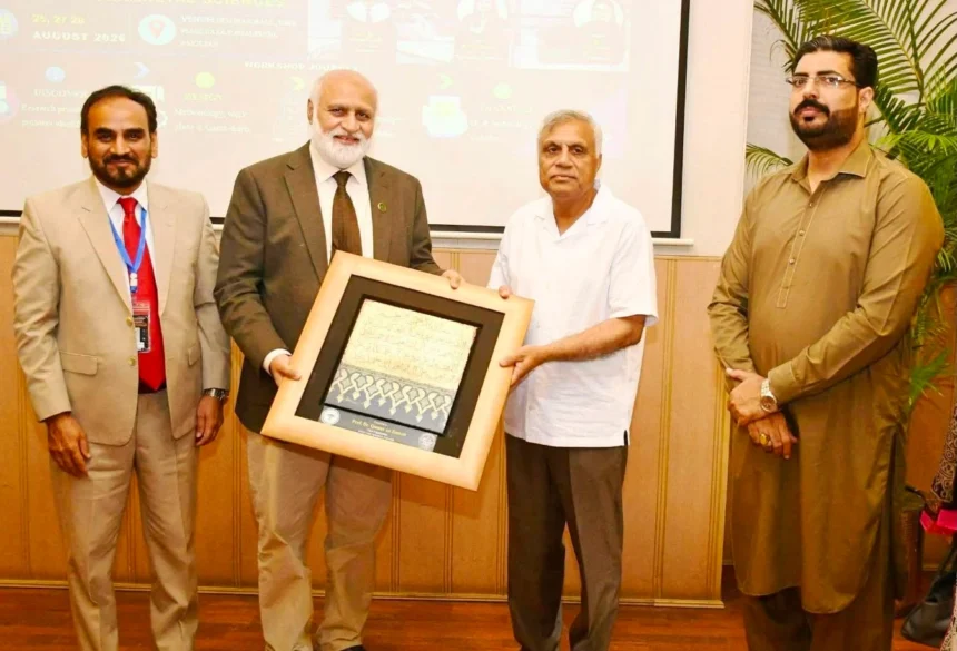 HEC Chairman Prof Dr Niaz Ahmad Akhtar addressing an international workshop at PMAS-AAUR Rawalpindi