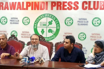 Affected Mall 35 buyers addressing a press conference at Rawalpindi Press Club