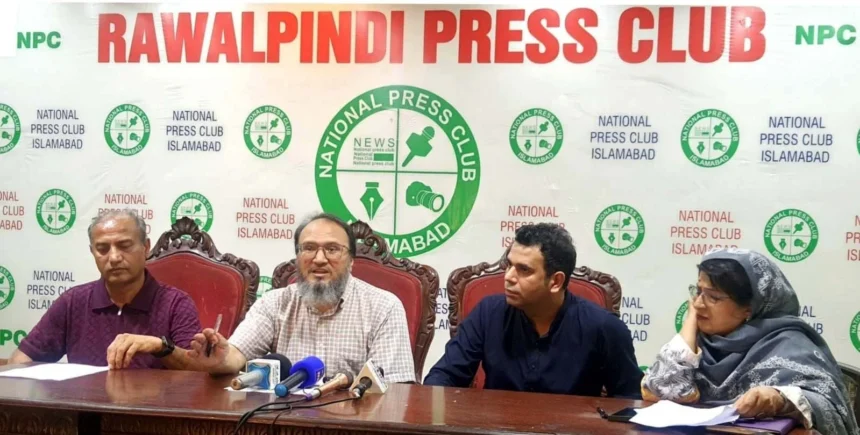 Affected Mall 35 buyers addressing a press conference at Rawalpindi Press Club