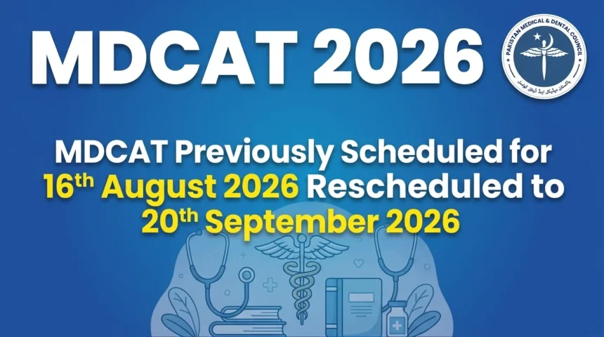 PMDC announcement on MDCAT 2026 rescheduled to September 20