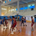 Players and officials at the opening ceremony of the National Inter-Department Netball Championship 2026 in Karachi