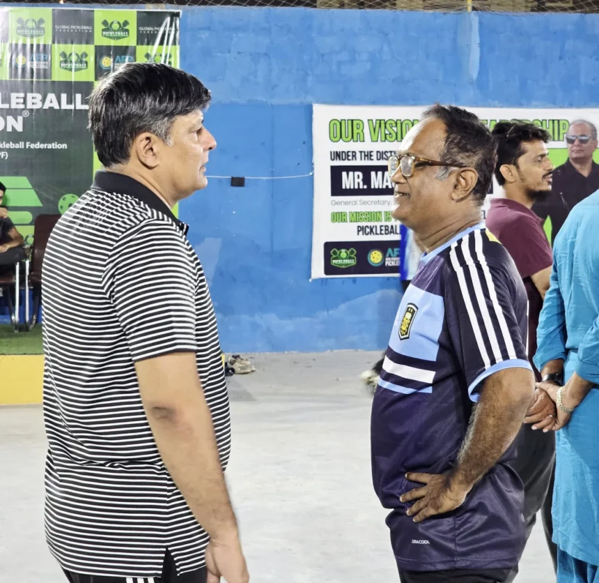 Players and officials at the Open Sindh Pickleball Championship 2026 in Nazimabad Karachi