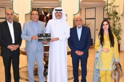 FPCCI President Atif Ikram Sheikh meeting Qatari Ambassador Ali Mubarak Ali Essa in Islamabad