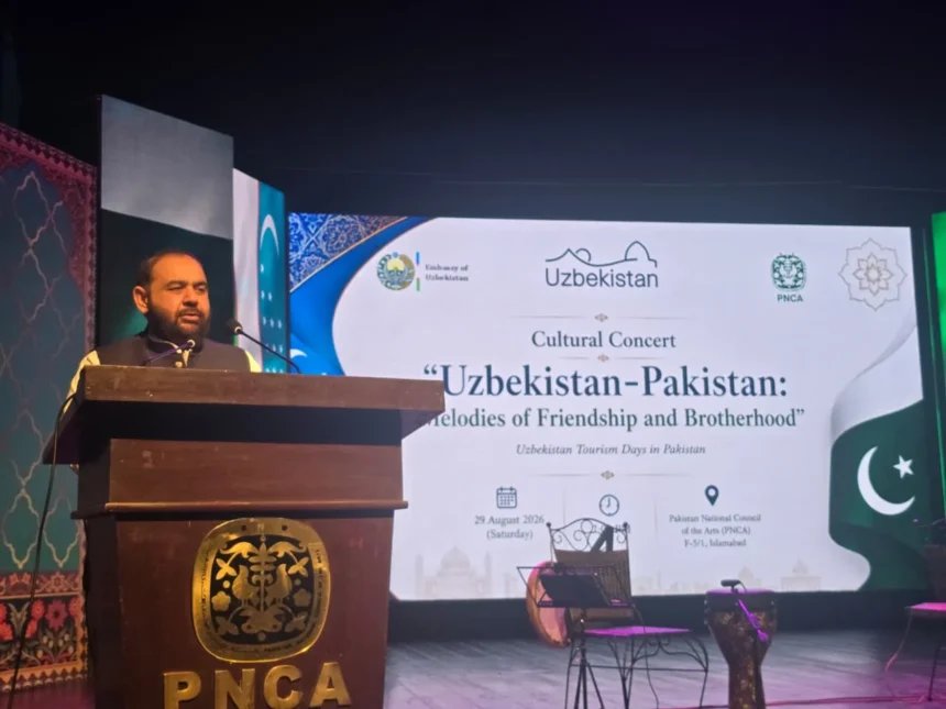 Uzbek artists perform at a cultural concert at PNCA in Islamabad