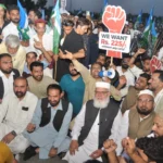 Jamaat-e-Islami leaders addressing protest sit-in at Motorway Chowk Islamabad