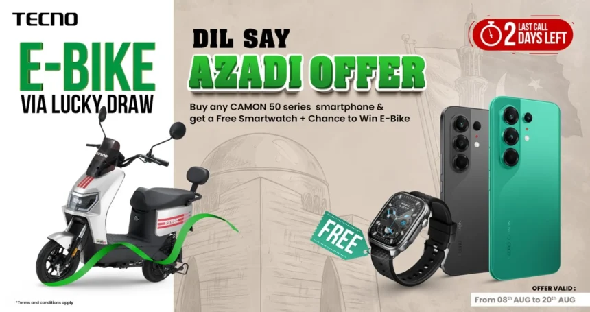 TECNO CAMON 50 Series promotion with free WATCH 3 Active and Revoo Y06 lucky draw