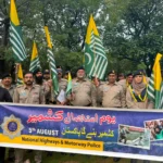 National Highways and Motorway Police officers attending a Youm-e-Istehsal-e-Kashmir solidarity rally