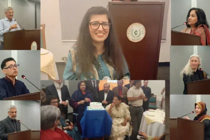 Abia Akram with guests at a ceremony celebrating her Tamgha-e-Imtiaz in Islamabad