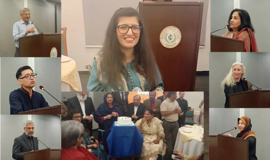 Abia Akram with guests at a ceremony celebrating her Tamgha-e-Imtiaz in Islamabad