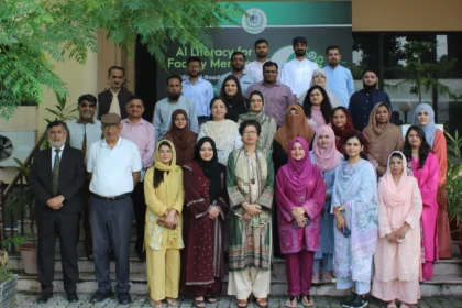 Faculty members attending NAHE AI literacy training at HEC Smart Classroom