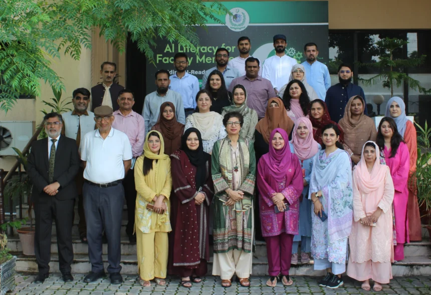 Faculty members attending NAHE AI literacy training at HEC Smart Classroom