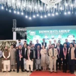 Agha Shiraz Basharat addressing a dinner hosted for Democracy Group candidates and Islamabad traders