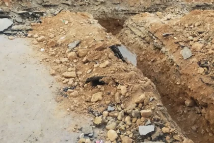 Street in Dhok Mangtal where gas pipeline work has been demanded