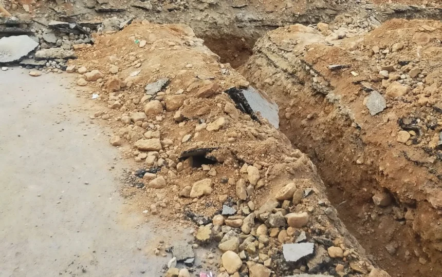 Street in Dhok Mangtal where gas pipeline work has been demanded