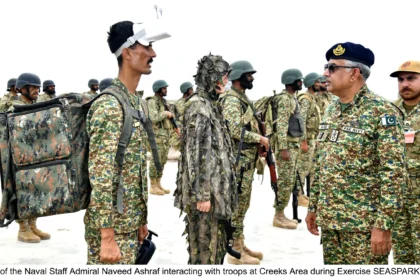 Chief of the Naval Staff Admiral Naveed Ashraf reviewing Exercise SEASPARK 2026