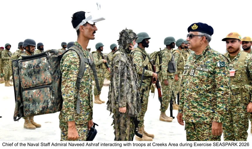 Chief of the Naval Staff Admiral Naveed Ashraf reviewing Exercise SEASPARK 2026