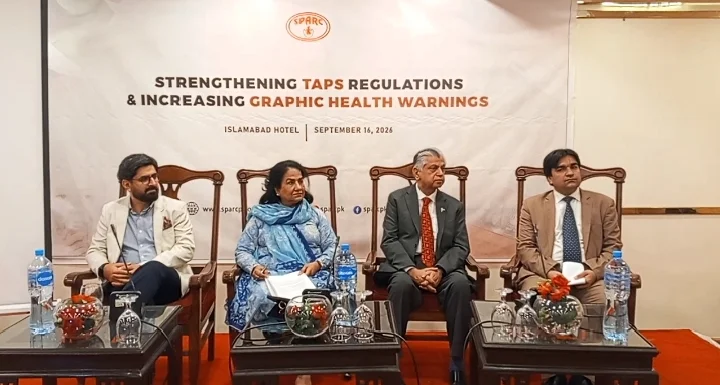 Participants at a SPARC session on tobacco control and graphic health warnings in Islamabad