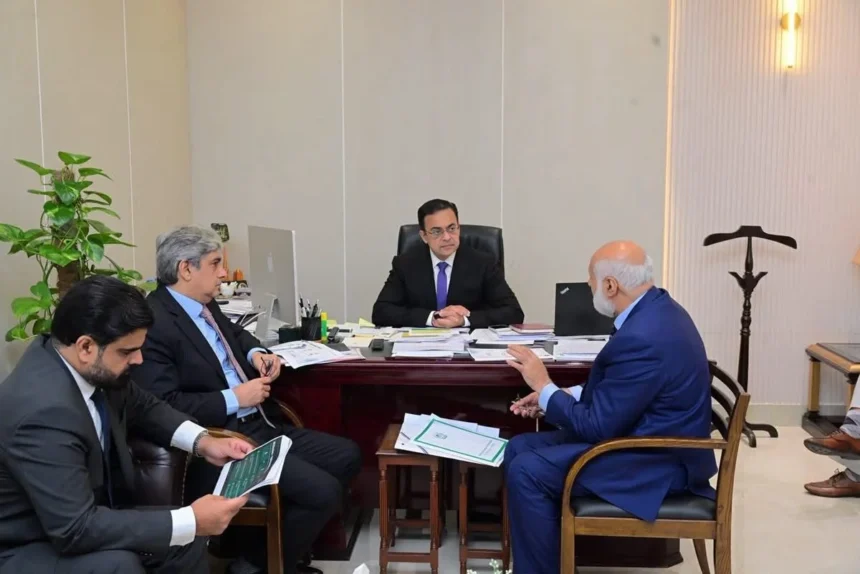 HEC Chairman Niaz Ahmad Akhtar meeting Senator Ahad Cheema on IT skills assessment and computing education accreditation