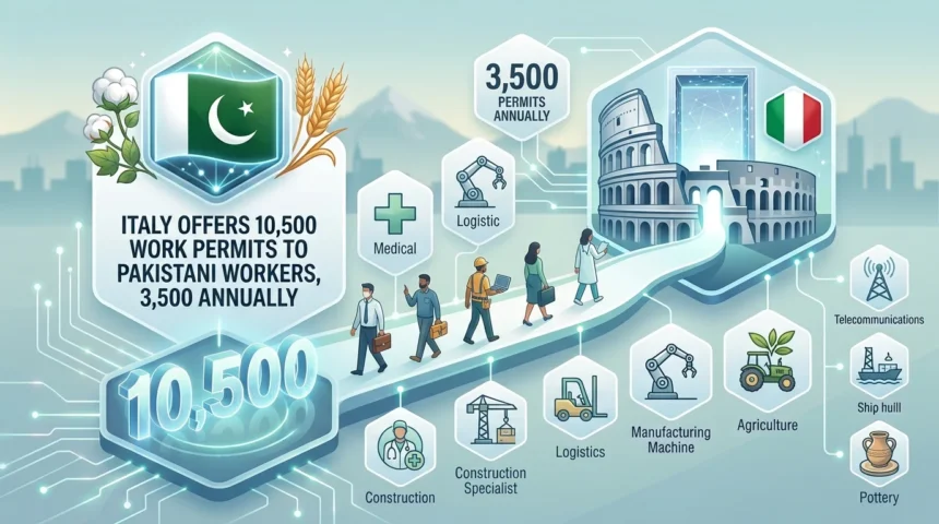 Italy has allocated up to 10,500 work permits for Pakistani workers until 2028