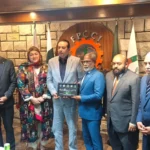 Maldivian Speaker Abdul Raheem Abdullah meeting FPCCI President Atif Ikram Sheikh at FPCCI Capital Office in Islamabad