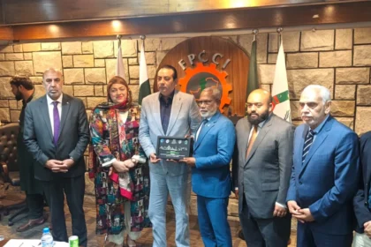 Maldivian Speaker Abdul Raheem Abdullah meeting FPCCI President Atif Ikram Sheikh at FPCCI Capital Office in Islamabad